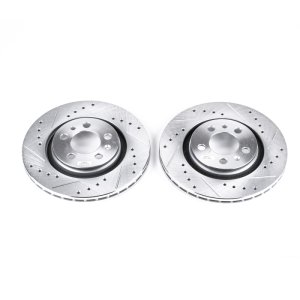 Volkswagen Beetle Brake Rotors (2) - Front - PowerStop - Evolution Drilled & Slotted - Silver - `98-`06 Volkswagen Beetle Brake Rotors (2) - Front - PowerStop - Evolution Drilled & Slotted - Silver - `98-`06