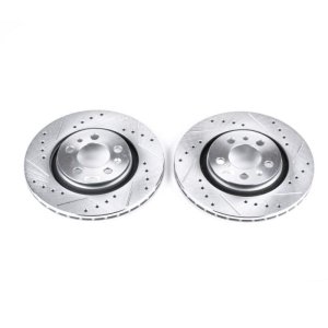 Volkswagen Beetle Brake Rotors (2) - Front - PowerStop - Evolution Drilled & Slotted - Silver - `98-`06 Volkswagen Beetle Brake Rotors (2) - Front - PowerStop - Evolution Drilled & Slotted - Silver - `98-`06