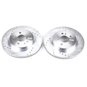 Mercedes-Benz ML320 Brake Rotors (2) - Front - PowerStop - Evolution Drilled & Slotted - Silver - `98-`03