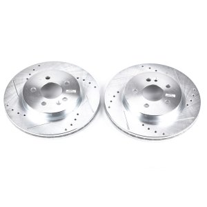 Mercedes-Benz ML320 Brake Rotors (2) - Front - PowerStop - Evolution Drilled & Slotted - Silver - `98-`03