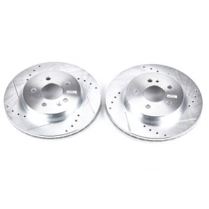 Mercedes-Benz ML320 Brake Rotors (2) - Front - PowerStop - Evolution Drilled & Slotted - Silver - `98-`03 Mercedes-Benz ML320 Brake Rotors (2) - Front - PowerStop - Evolution Drilled & Slotted - Silver - `98-`03