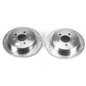 Mercedes-Benz ML320 Brake Rotors (2) - Rear - PowerStop - Evolution Drilled & Slotted - Silver - `98-`03
