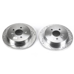 Mercedes-Benz ML320 Brake Rotors (2) - Rear - PowerStop - Evolution Drilled & Slotted - Silver - `98-`03 Mercedes-Benz ML320 Brake Rotors (2) - Rear - PowerStop - Evolution Drilled & Slotted - Silver - `98-`03