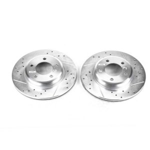 BMW 323i Brake Rotors (2) - Front - PowerStop - Evolution Drilled & Slotted - Silver - 2000