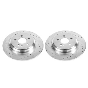 Mercedes-Benz ML55 AMG Brake Rotors (2) - Rear - PowerStop - Evolution Drilled & Slotted - Silver - `00-`03