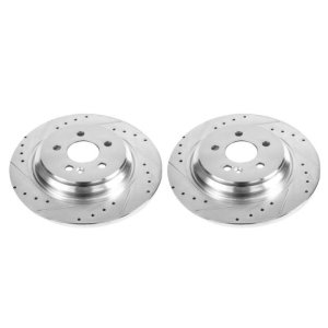 Mercedes-Benz ML55 AMG Brake Rotors (2) - Rear - PowerStop - Evolution Drilled & Slotted - Silver - `00-`03 Mercedes-Benz ML55 AMG Brake Rotors (2) - Rear - PowerStop - Evolution Drilled & Slotted - Silver - `00-`03