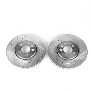 Volkswagen Beetle Brake Rotors (2) - Front - PowerStop - Evolution Drilled & Slotted - Silver - `99-`10 Volkswagen Beetle Brake Rotors (2) - Front - PowerStop - Evolution Drilled & Slotted - Silver - `99-`10