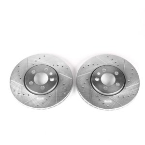 Volkswagen Beetle Brake Rotors (2) - Front - PowerStop - Evolution Drilled & Slotted - Silver - `99-`10 Volkswagen Beetle Brake Rotors (2) - Front - PowerStop - Evolution Drilled & Slotted - Silver - `99-`10