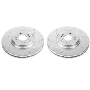Mercedes-Benz ML55 AMG Brake Rotors (2) - Front - PowerStop - Evolution Drilled & Slotted - Silver Zinc - `00-`03 Mercedes-Benz ML55 AMG Brake Rotors (2) - Front - PowerStop - Evolution Drilled & Slotted - Silver Zinc - `00-`03