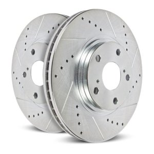 Mercedes-Benz G55 AMG Brake Rotors (2) - Rear - PowerStop - Evolution Drilled & Slotted - Silver - `05-`06