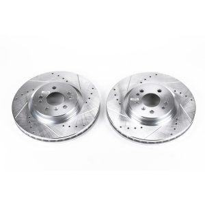 Mercedes-Benz ML320 Brake Rotors (2) - Front - PowerStop - Evolution Drilled & Slotted - Silver - `07-`09