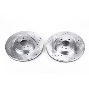 Mercedes-Benz ML320 Brake Rotors (2) - Front - PowerStop - Evolution Drilled & Slotted - Silver - `07-`09 Mercedes-Benz ML320 Brake Rotors (2) - Front - PowerStop - Evolution Drilled & Slotted - Silver - `07-`09