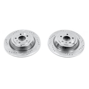 Mercedes-Benz ML320 Brake Rotors (2) - Rear - PowerStop - EVOLUTION DRILLED & SLOTTED - Silver - `07-`09