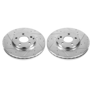 Mercedes-Benz E320 Brake Rotors (2) - Front - PowerStop - Evolution Drill/Slot - Silver - `04-`05