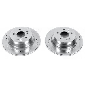 Mercedes-Benz E250 Brake Rotors (2) - Rear - PowerStop - Evolution Drilled & Slotted - Silver - `14-`16