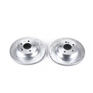 Mercedes-Benz CLS400 Brake Rotors (2) - Rear - PowerStop - Evolution Drilled & Slotted - Silver - `15-`18