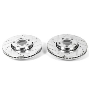 Audi A4 Brake Rotors (2) - Front - PowerStop - Evolution Drilled & Slotted - Silver - 2005