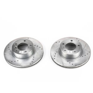 BMW 3 Series Brake Rotors (2) - Front - PowerStop - Evolution Drilled & Slotted - Silver - 2006