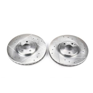 Mercedes-Benz E350 Brake Rotors (2) - Front - PowerStop - Evolution Drilled & Slotted - Silver - `07-`09 Mercedes-Benz E350 Brake Rotors (2) - Front - PowerStop - Evolution Drilled & Slotted - Silver - `07-`09