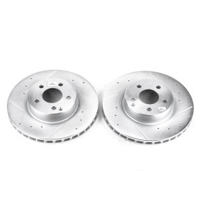 Mercedes-Benz E350 Brake Rotors (2) - Front - PowerStop - Evolution Drilled & Slotted - Silver - 2006