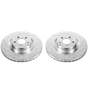 Mercedes-Benz CL550 Brake Rotors (2) - Front - PowerStop - Evolution Drilled & Slotted Rotors - Silver - `09-`14
