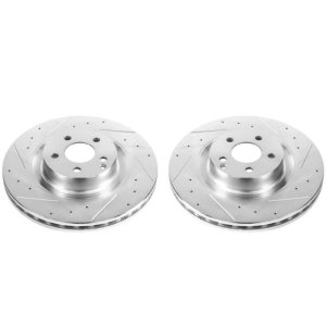 Mercedes-Benz CL550 Brake Rotors (2) - Front - PowerStop - Evolution Drilled & Slotted Rotors - Silver - `09-`14