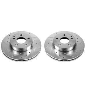 Mercedes-Benz C250 Brake Rotors (2) - Front - PowerStop - Evolution Drilled & Slotted - Silver - `12-`16 Mercedes-Benz C250 Brake Rotors (2) - Front - PowerStop - Evolution Drilled & Slotted - Silver - `12-`16