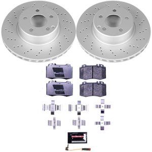 Mercedes-Benz CL500 Brake Kit - Front - PowerStop - Genuine Geomet Coated Rotors + ECE-R90 Brake Pads + Hardware Kit - `03-`06