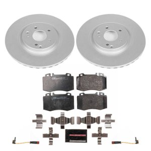 Mercedes-Benz C230 Brake Kit - Front - PowerStop - Genuine Geomet Coated Rotors + ECE-R90 Certified Pads - 2004