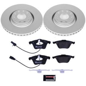 Audi A4 Brake Kit - Front - PowerStop - Genuine Geomet Coated Rotors + ECE-R90 Brake Pads - `05-`09