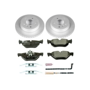 BMW 3 Series Brake Kit - Rear - PowerStop - Genuine Geomet Coated Rotors + ECE-R90 Brake Pads + Hardware Kit - `07-`10