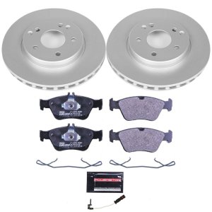 Mercedes-Benz C230 Brake Kit - Front - PowerStop - Genuine Geomet Coated Rotors + ECE-R90 Certified Pads - `99-`00
