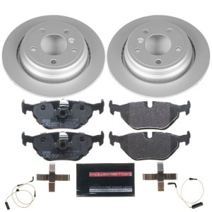 BMW 525i Brake Kit - Rear - PowerStop - Genuine Geomet Coated Rotors + ECE-R90 Brake Pads + Hardware Kit - `01-`03