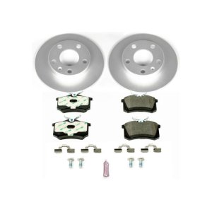Audi A4 Brake Kit - Rear - PowerStop - Genuine Geomet Coated Rotors + ECE-R90 Certified Pads - `02-`06