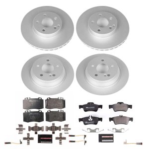 Mercedes-Benz E500 Brake Kit - Front + Rear - PowerStop - Genuine Geomet Coated Rotors + ECE-R90 Certified Pads - `04-`06 Mercedes-Benz E500 Brake Kit - Front + Rear - PowerStop - Genuine Geomet Coated Rotors + ECE-R90 Certified Pads - `04-`06