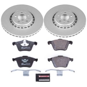Volvo XC90 Brake Kit - Front - PowerStop - Genuine Geomet Coated Rotors + ECE-R90 Certified Pads - `03-`14