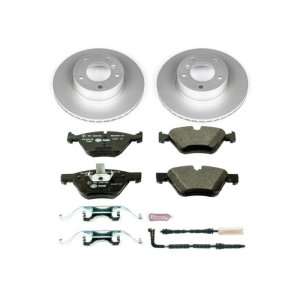 BMW 3 Series Brake Kit - Front - PowerStop - Genuine Geomet Fully Coated Rotors + ECE-R90 Certified Pads w/ Hardware - 2007