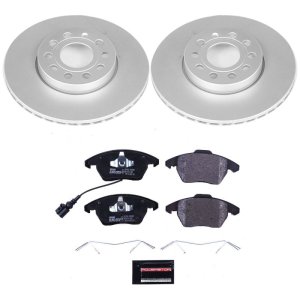 Audi A3 Brake Kit - Front - PowerStop - Genuine Geomet Coated Rotors + ECE-R90 Certified Pads - `10-`12