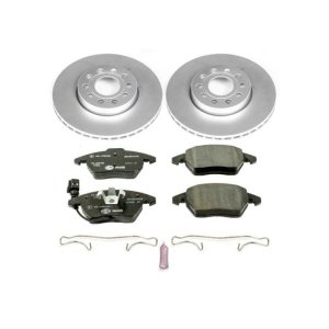 Audi A3 Brake Kit - Front - PowerStop - Genuine Geomet Coated Rotors + ECE-R90 Certified Pads - `10-`12