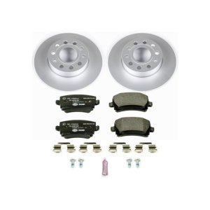 Audi A3 Brake Kit - Rear - PowerStop - Genuine Geomet Coated Rotors + ECE-R90 Certified Pads - 2008