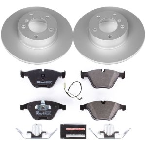 BMW 3 Series Brake Kit - Front - PowerStop - Genuine Geomet Coated Rotors + ECE-R90 Brake Pads + Hardware Kit - `08-`10