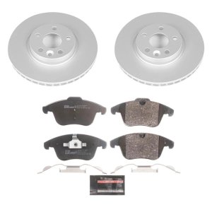 Land Rover LR2 Brake Pads + Rotors - Front - PowerStop - Euro-Stop, GEOMET 360 Coated Rotors + ECE-R90 Pads - `08-`15
