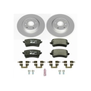 Audi A4 Brake Kit - Rear - PowerStop - Genuine GEOMET Coated Rotors + ECE-R90 Certified Pads - `09-`16