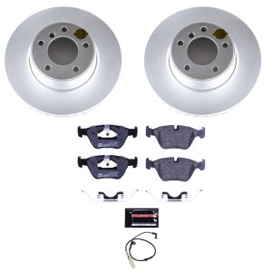 BMW 5 Series Brake Kit - Front - PowerStop - Genuine Geomet Coated Rotors, ECE-R90 Certified Pads + Hardware - `04-`05