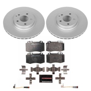 Mercedes-Benz E350 Brake Kit - Front - PowerStop - Genuine Geomet Coated Rotors + ECE-R90 Certified Pads + Hardware - `07-`09