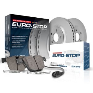 Audi Q7 Brake Kit - Rear - PowerStop - Euro-Stop + Genuine Geomet Coated Rotors - `07-`15