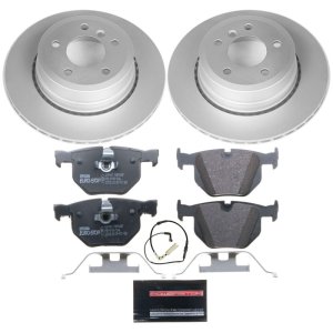 BMW 535i Brake Kit - Rear - PowerStop - Genuine Geomet Coated Rotors + ECE-R90 Certified Pads + Hardware - `09-`10