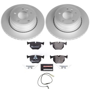 BMW 535i Brake Kit - Rear - PowerStop - Genuine Geomet Coated Rotors + ECE-R90 Certified Pads + Hardware Kit - `09-`10