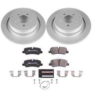 Land Rover Range Rover Brake Pads + Rotors - Rear - PowerStop - Euro-Stop | GEOMET 360 Coated Rotors + ECE-R90 Pads (with wear sensors and stainless-steel hardware) - `06-`12