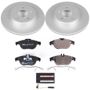 Mercedes-Benz C250 Brake Kit - Rear - PowerStop - Euro-Stop Kit: Genuine Geomet Coated Rotors + ECE-R90 Brake Pads + Hardware Kit - `12-`15